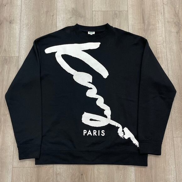 Kenzo Script Logo Paris Crewneck Sweater size Medium M Pre-Owned - Picture 1 of 4